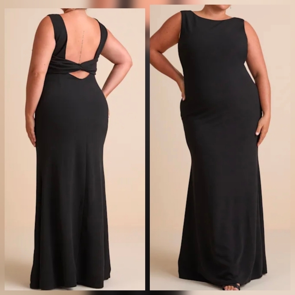 Lulus 3X Love In Your Eyes Black Knotted Mermaid Maxi Dress, Size 3X